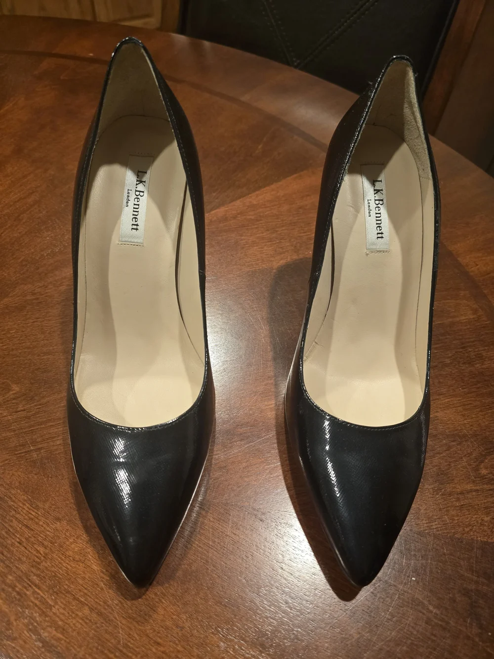 LK Bennett Emerald/Dark Green Patent Pointed-Toe Pumps
